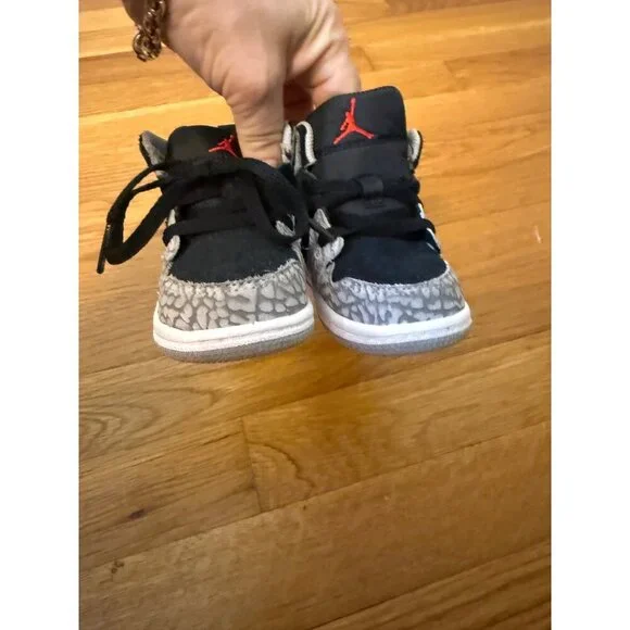 Air Jordan 1 High OG Toddler Sneakers Black/Gray With Elephant Print Size 5C - Picture 10 of 10